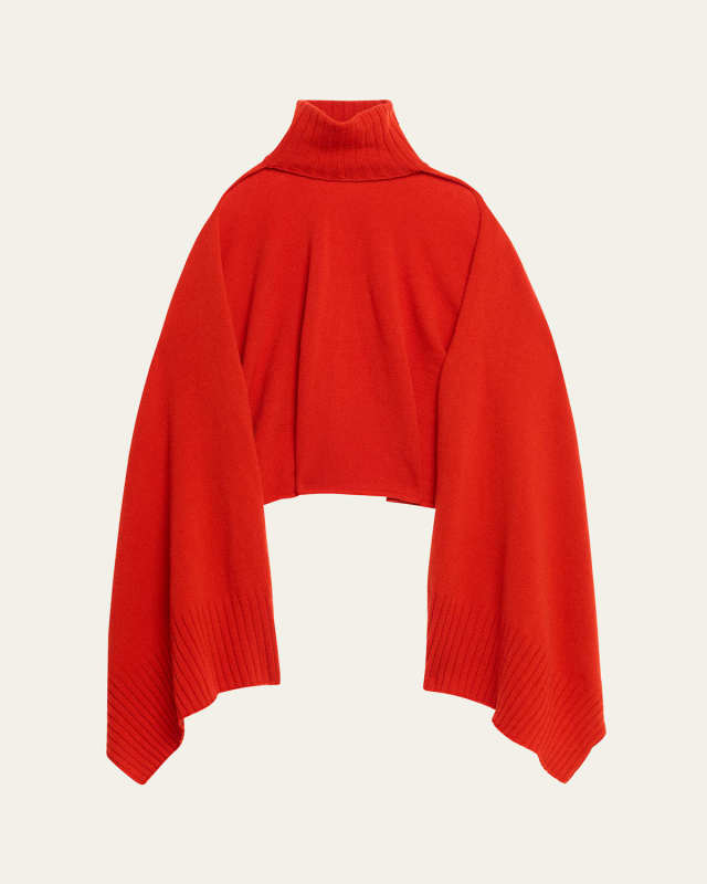 Turtleneck Knit Wool Cape